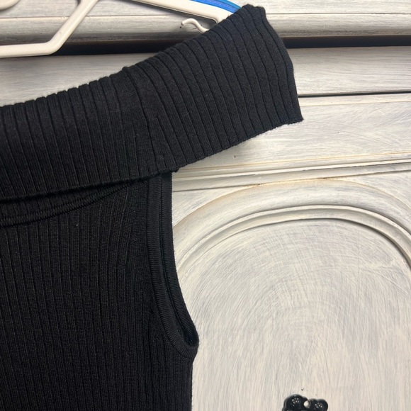 Revolve superdown Black Ribbed Off The Shoulder Mini Sweater Bodycon Dress - Picture 4 of 7